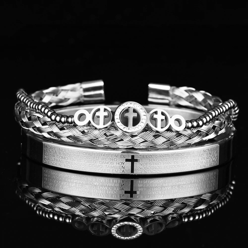 Regal Steel Cross Bracelets for Men