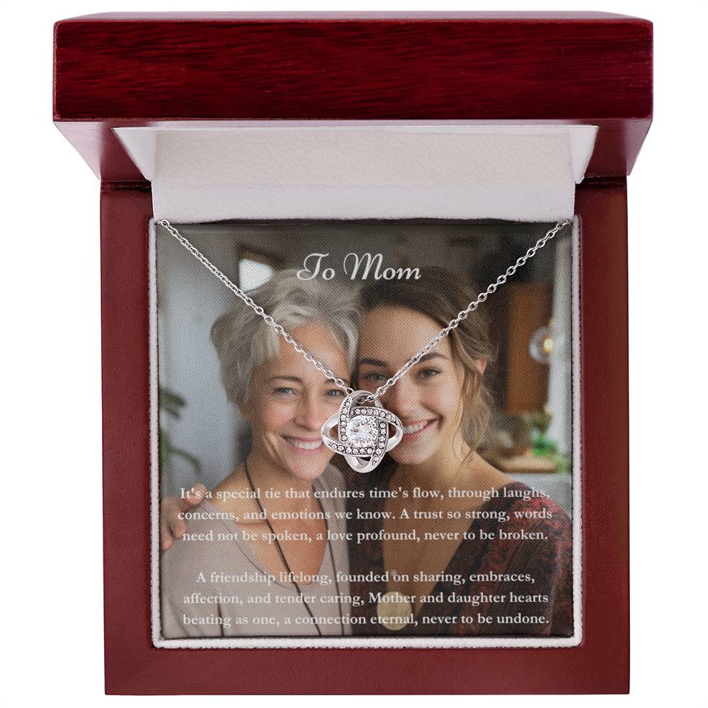 Exclusieve gepersonaliseerde Mom & Daughter Message Card & Knot -ketting