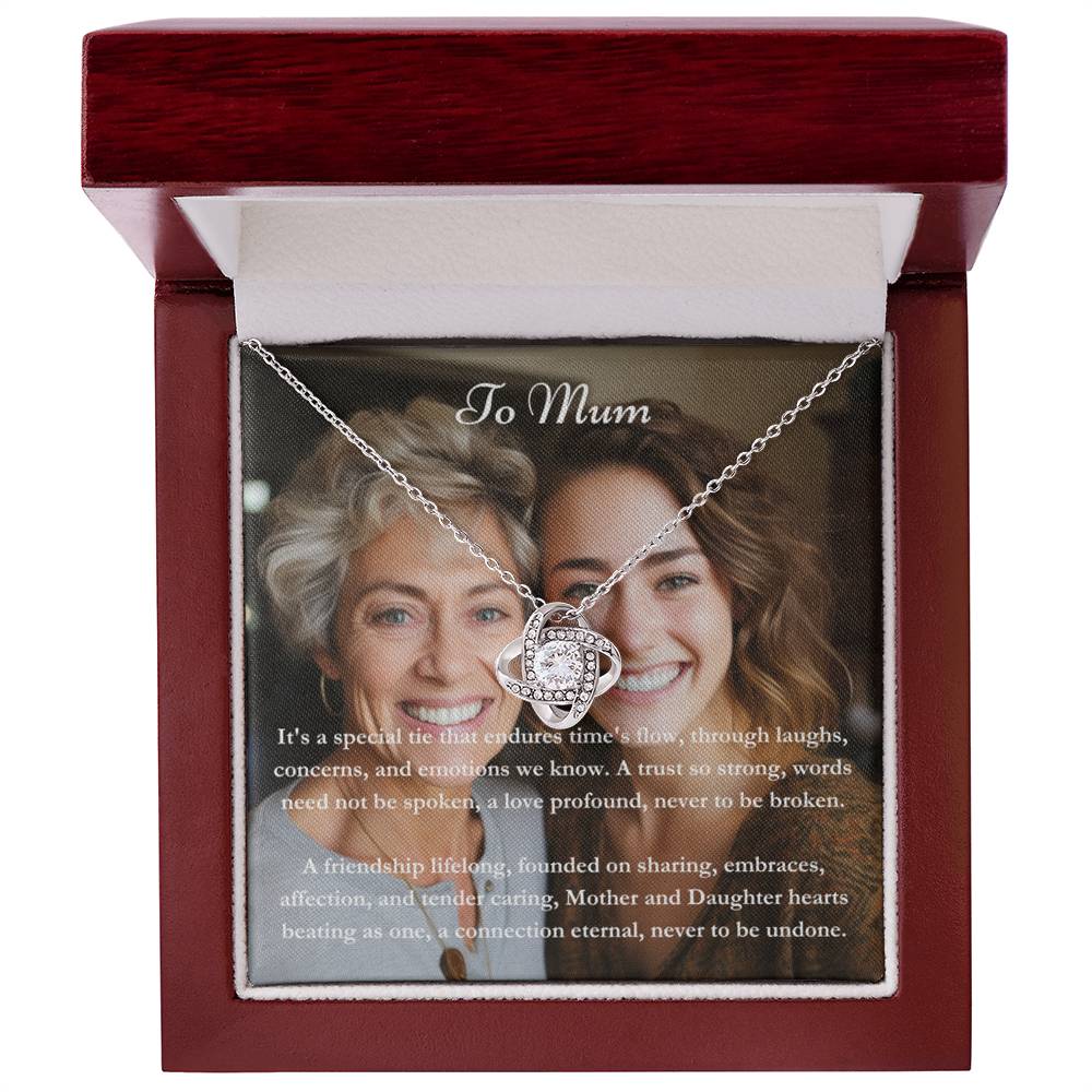 Carte de message et collier de messages de maman et de nœud exclusifs personnalisés