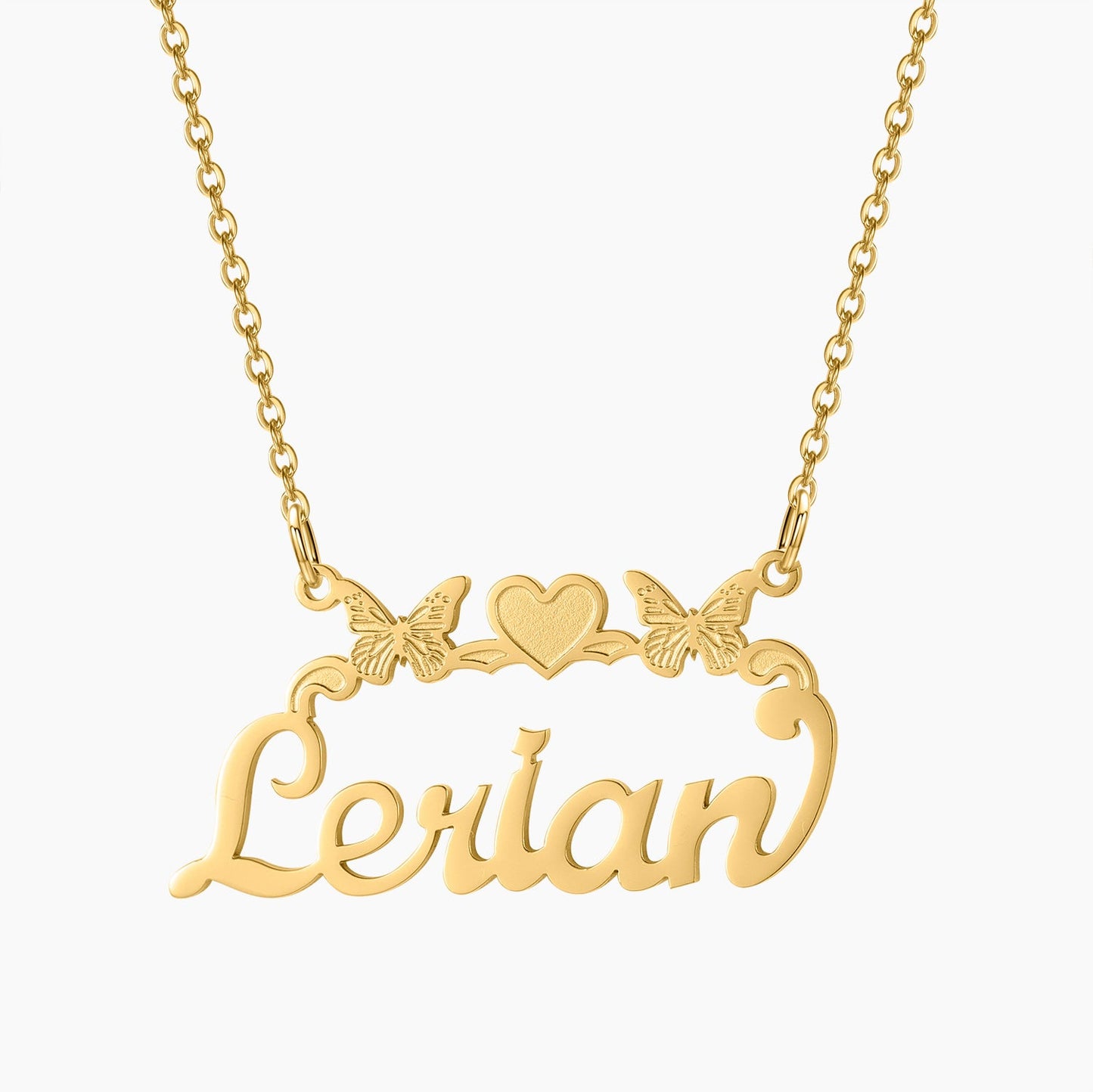 Butterfly Heart Name Necklace