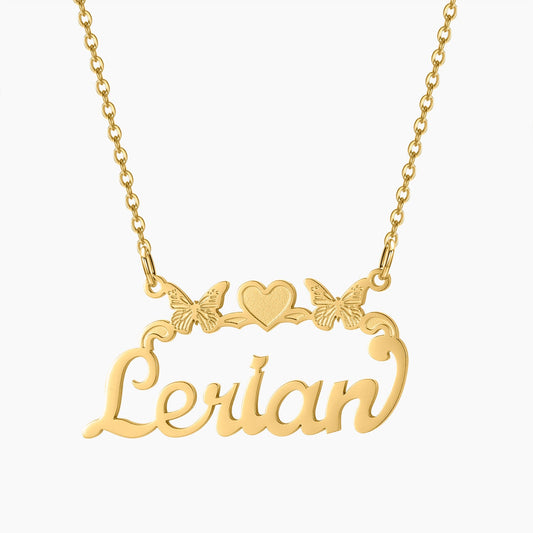 Butterfly Heart Name Necklace