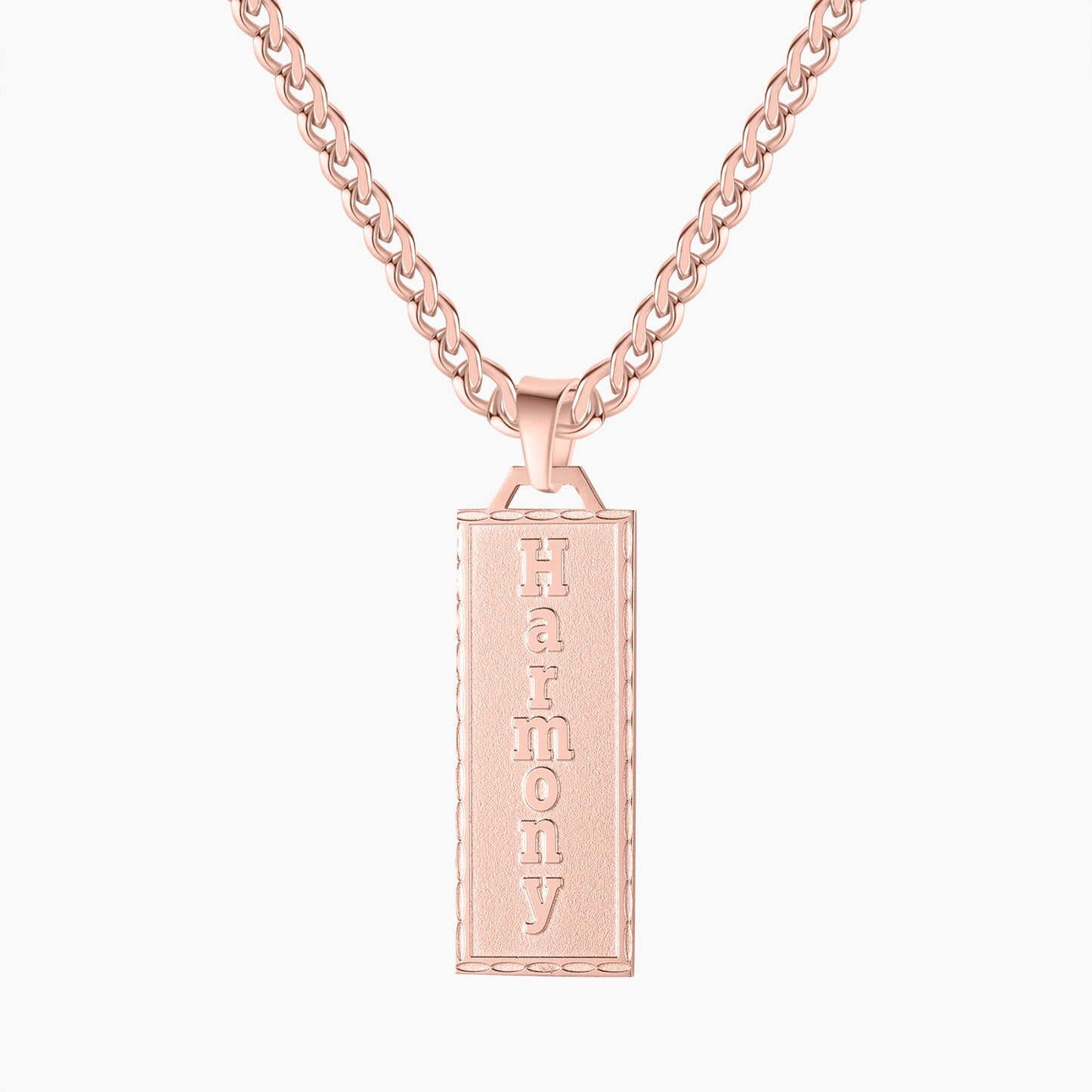 Embossed Bar Name Pendant necklace