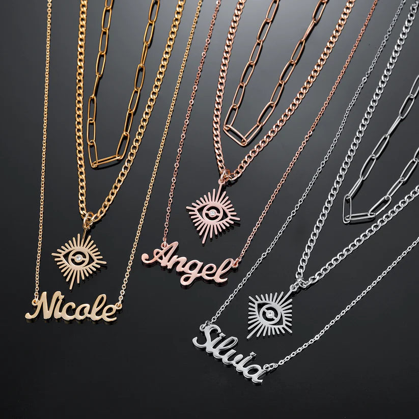 Exclusive Angel Eye Layered Name Necklace