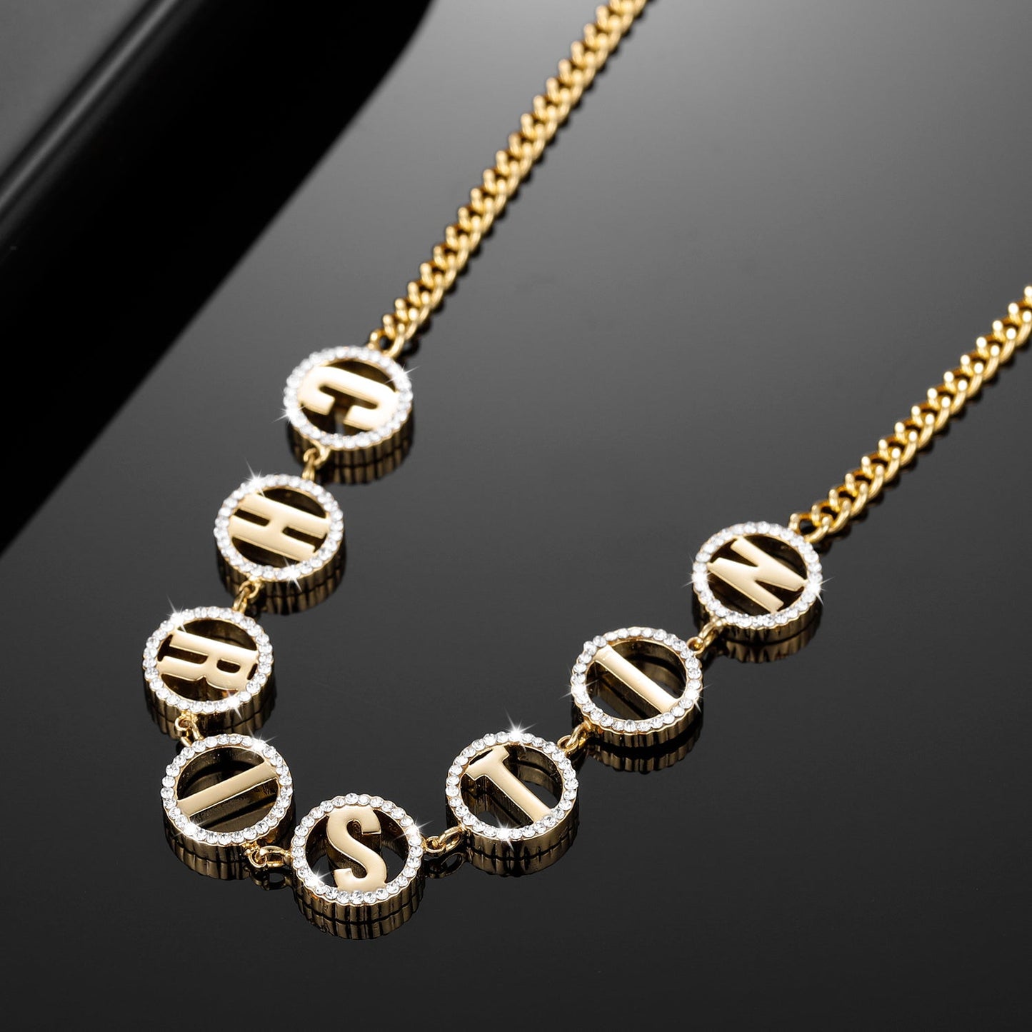 Round Diamond Name Necklace