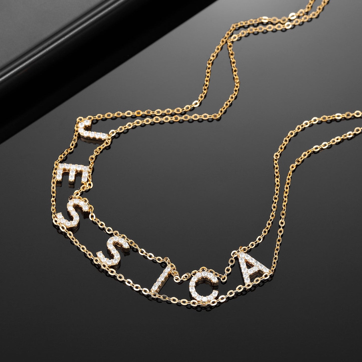 Diamond Name Double Necklace