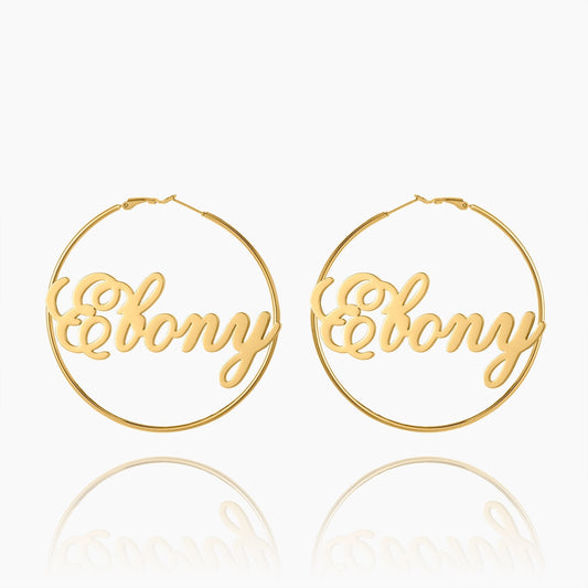 Script Name Hoop Earrings | Dorado Fashion