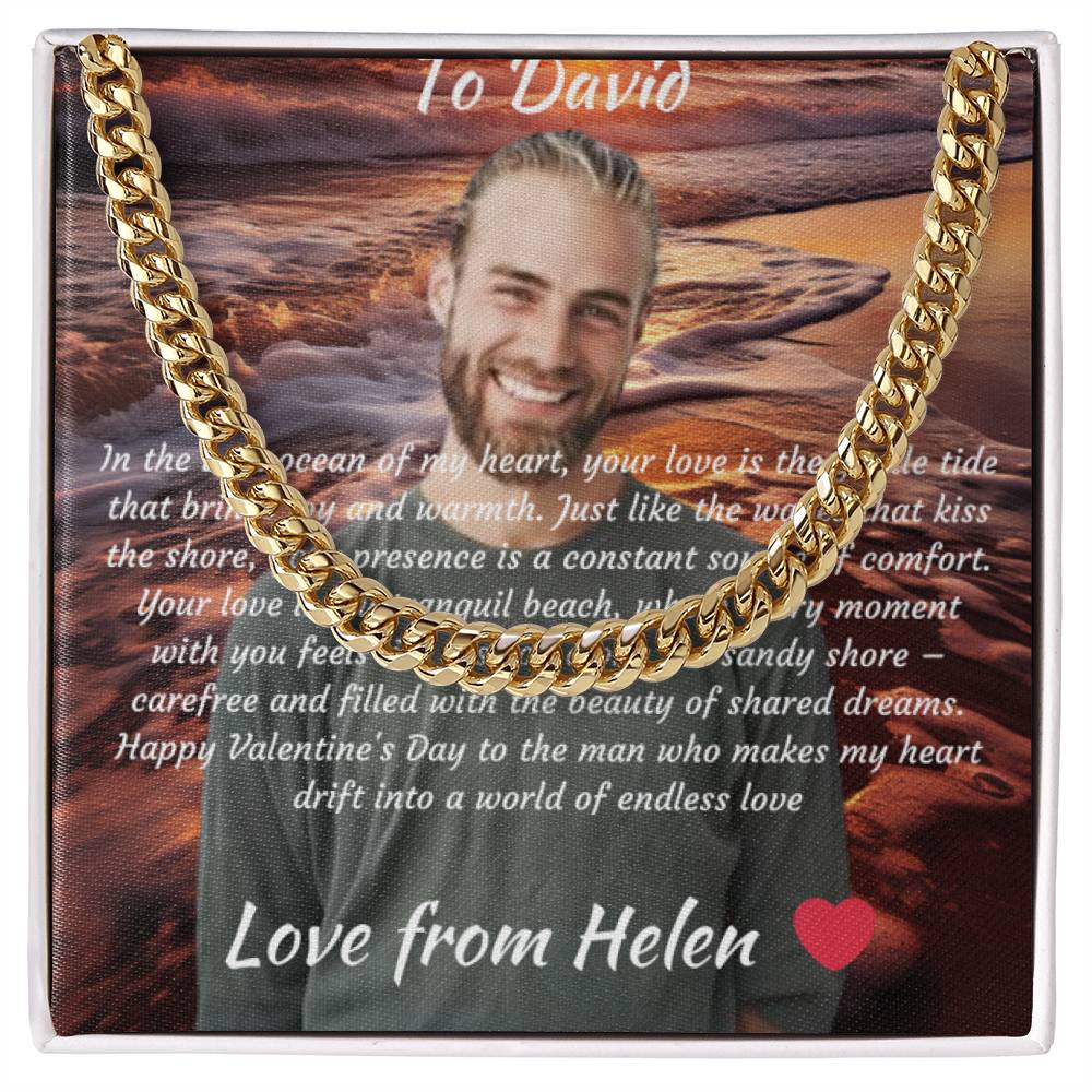 Custom Valentines Message Card & Cuban Necklace