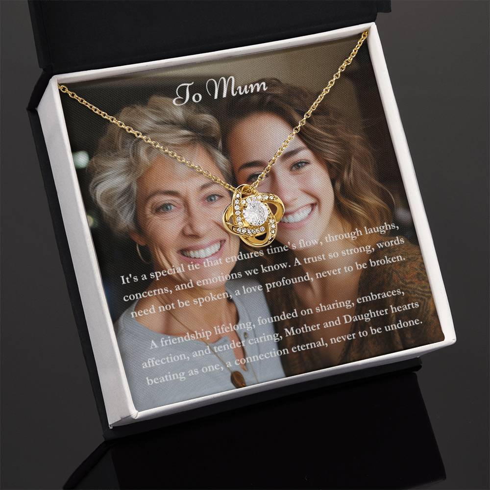 Carte de message et collier de messages de maman et de nœud exclusifs personnalisés