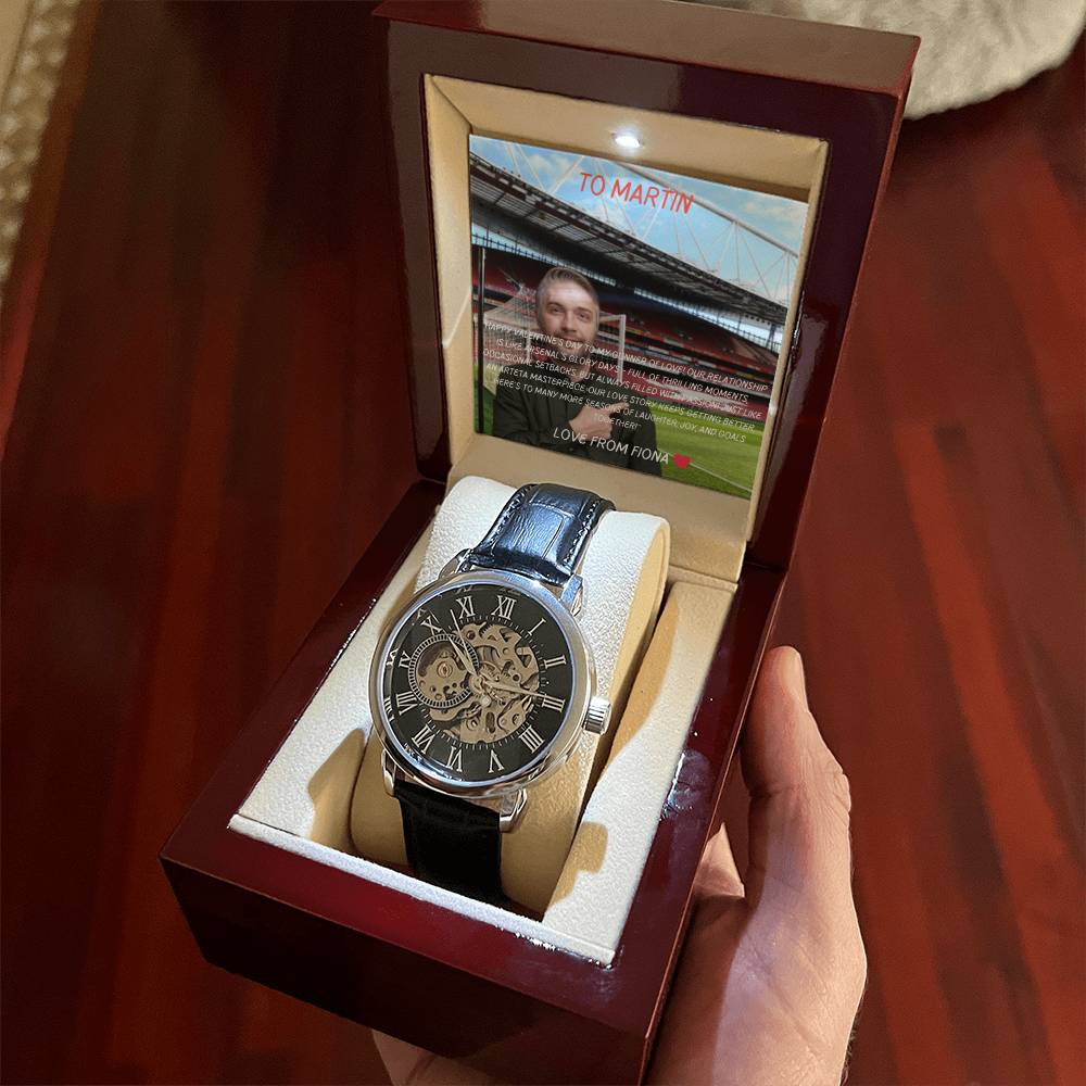 Reloj cronógrafo para hombre con tarjeta de mensaje personalizada