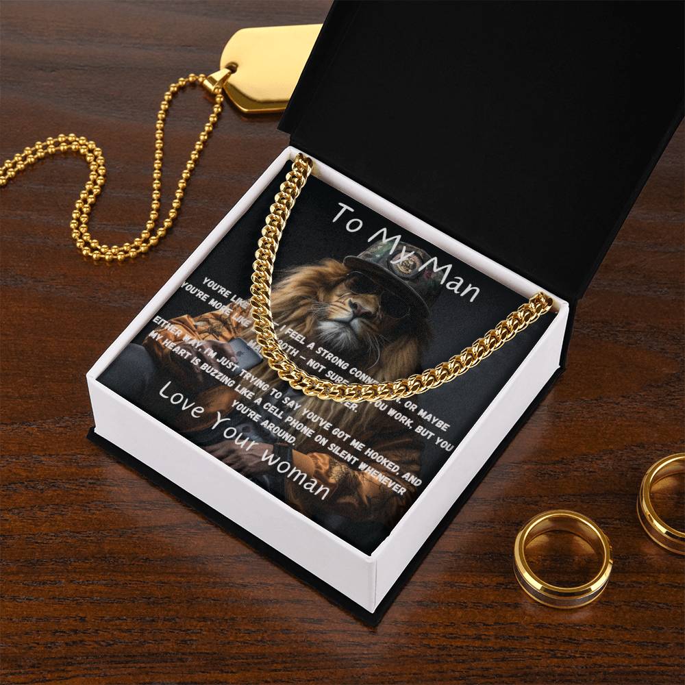 Cuban Link Chain With Amusing Heartfelt Message Card.