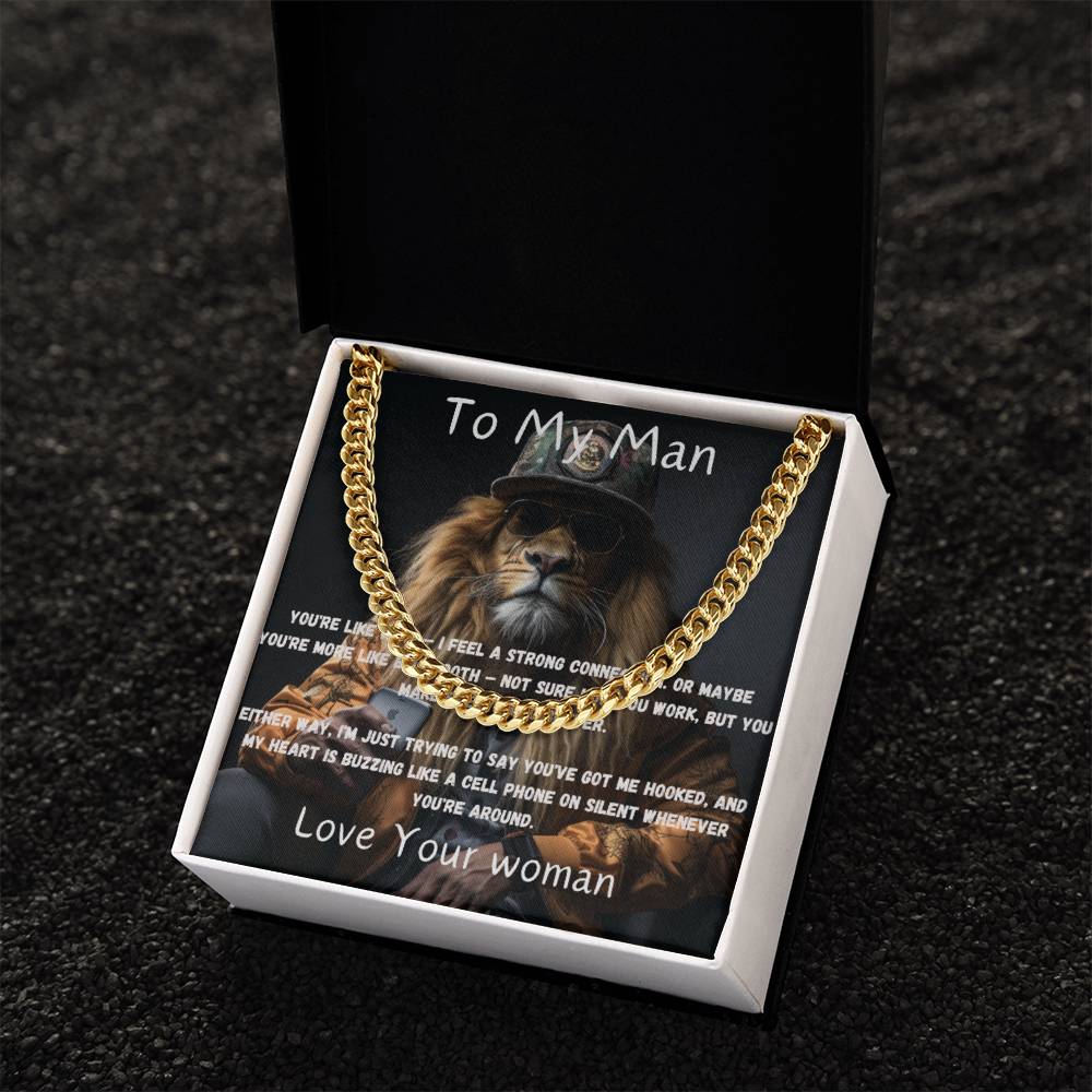 Cuban Link Chain With Amusing Heartfelt Message Card.