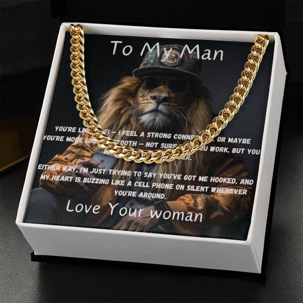 Cuban Link Chain With Amusing Heartfelt Message Card.