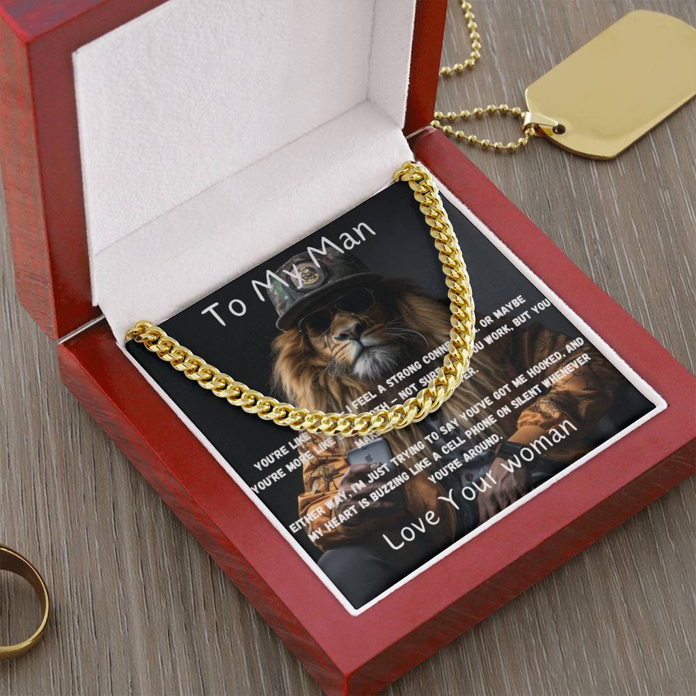 Cuban Link Chain With Amusing Heartfelt Message Card.