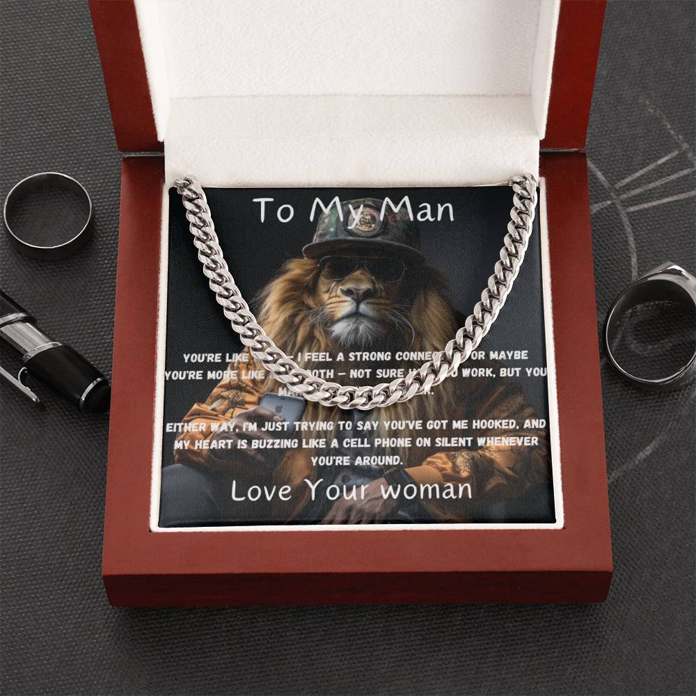 Cuban Link Chain With Amusing Heartfelt Message Card.