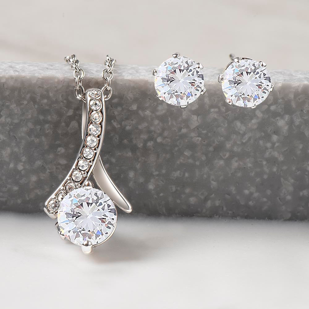 Alluring Beauty + Clear CZ Earrings With Amusing Heartfelt Message Card