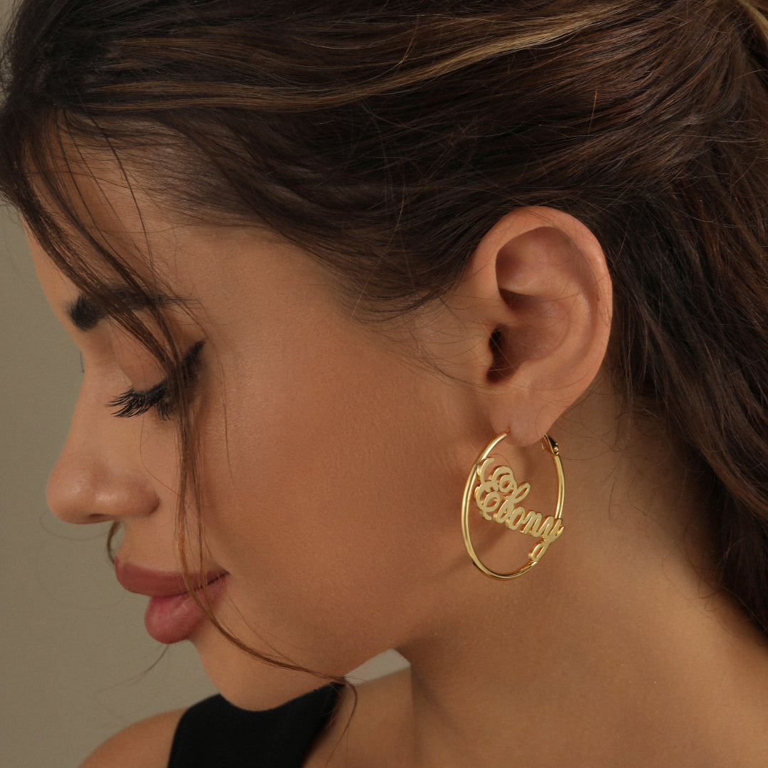 Script Name Hoop Earrings | Earrings by DORADO