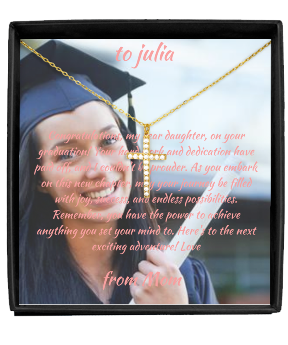 Regalo de graduación | Tarjeta de mensaje y collar personalizado