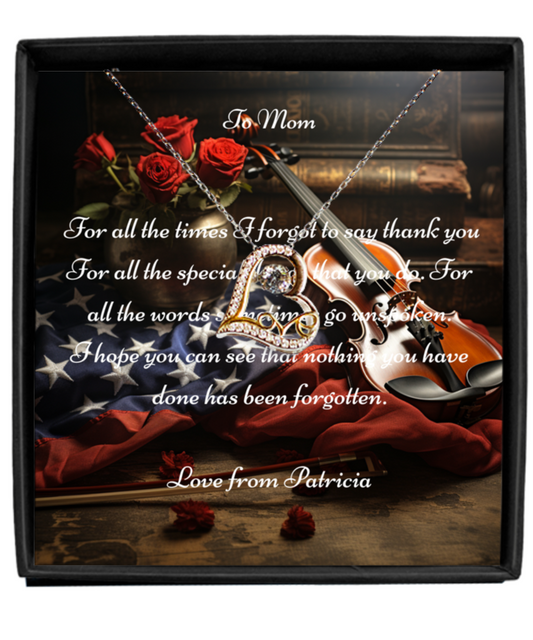 Exclusive Violin & Flag Message Card & Dancing Love Necklace