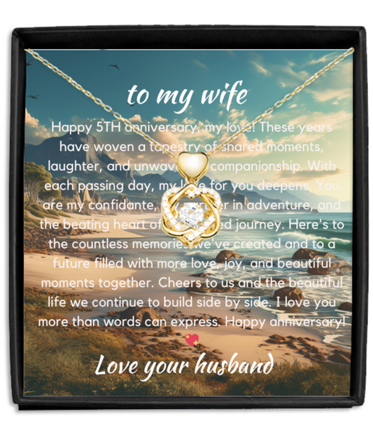 Anniversary Gift | Custom Message Card and Heart Knot Necklace