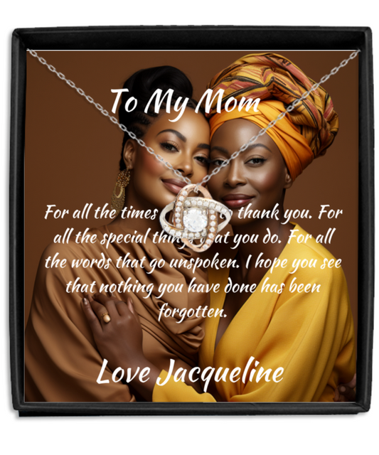 Gift for your mother, Mother & Daughter Message Card & Love Knot Necklace