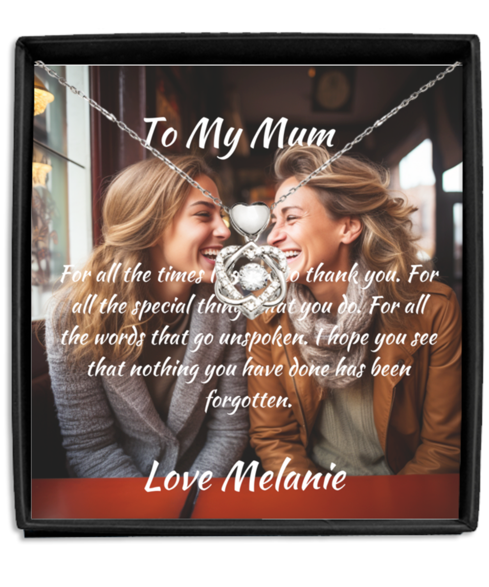 Mothers day gift ideas. Custom message card and necklace