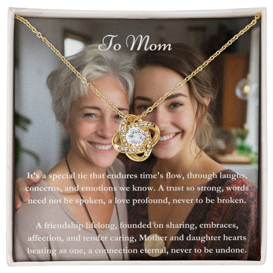 Exclusieve gepersonaliseerde Mom & Daughter Message Card & Knot -ketting