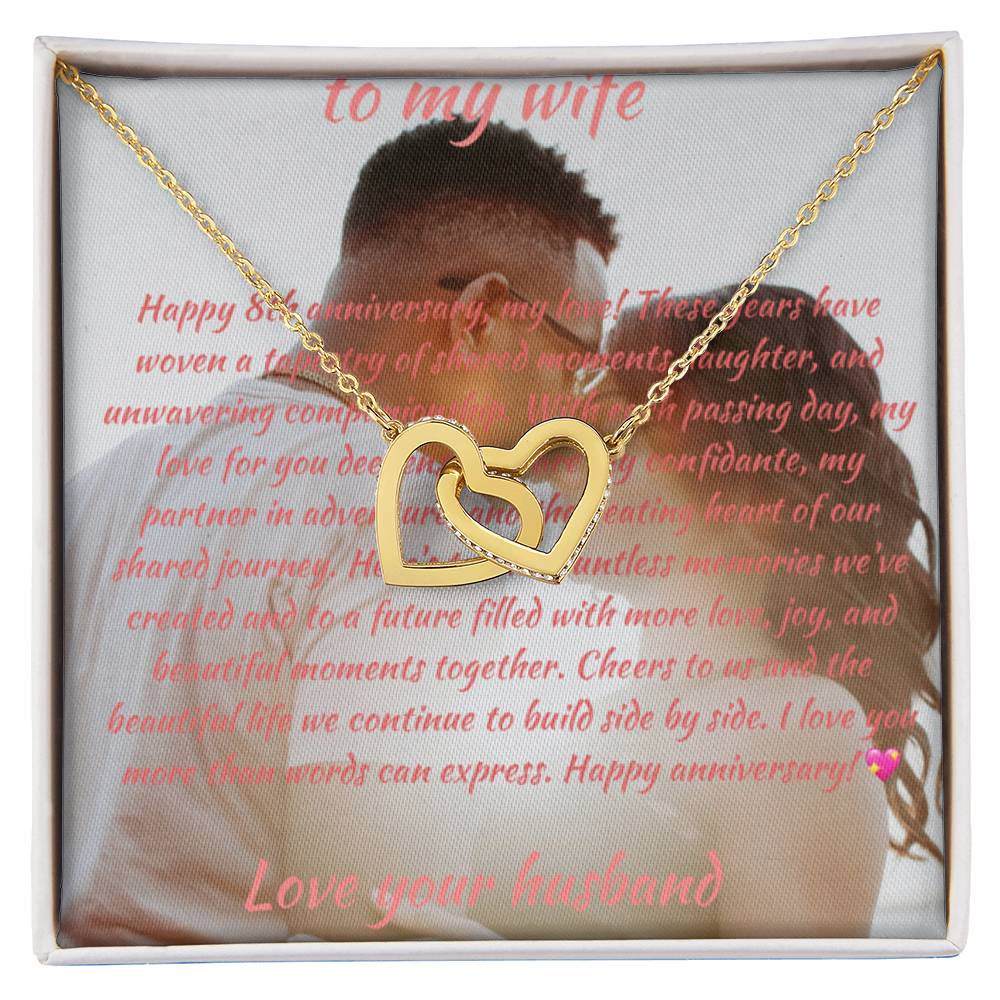 Anniversary Gift | Custom Message Card and Interlocking Hearts Necklace