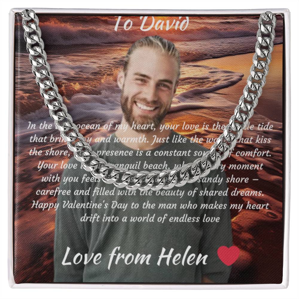 Custom Valentines Message Card & Cuban Necklace