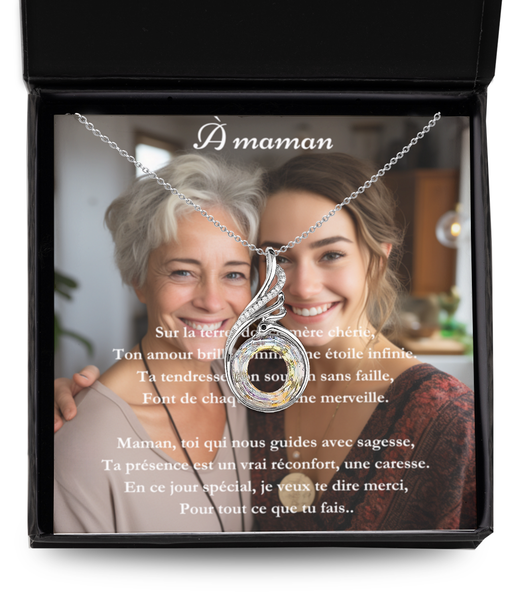 Carte de message maman et file et collier Rising Phoenix