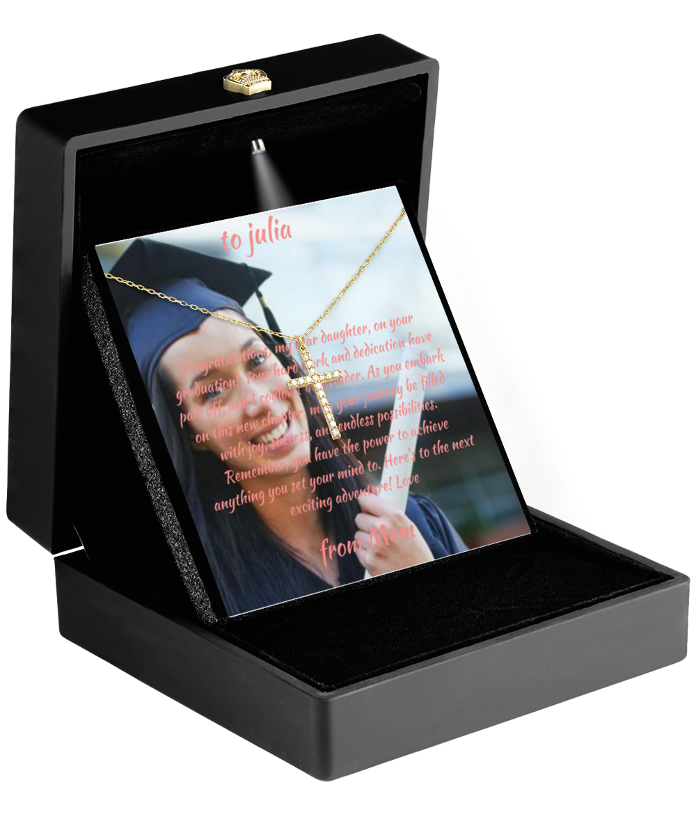 Cadeau de remise des diplômes | Carte de message et collier personnalisés