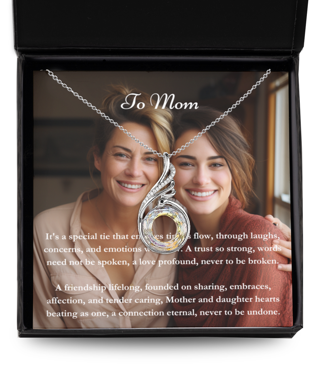 Mom & Daughter Message Card & Rising Phoenix  Necklace