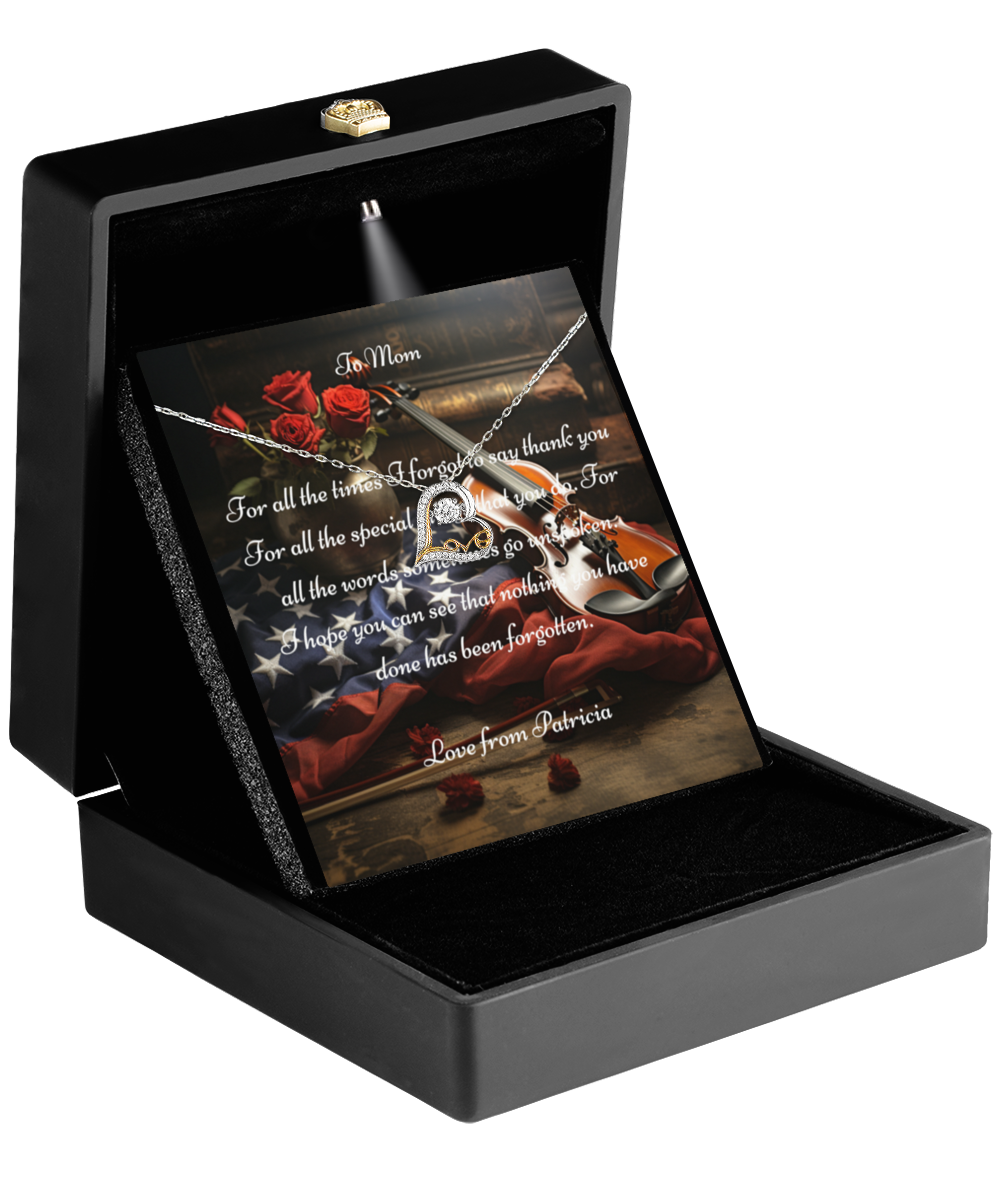 Exclusive Violin & Flag Message Card & Dancing Love Necklace