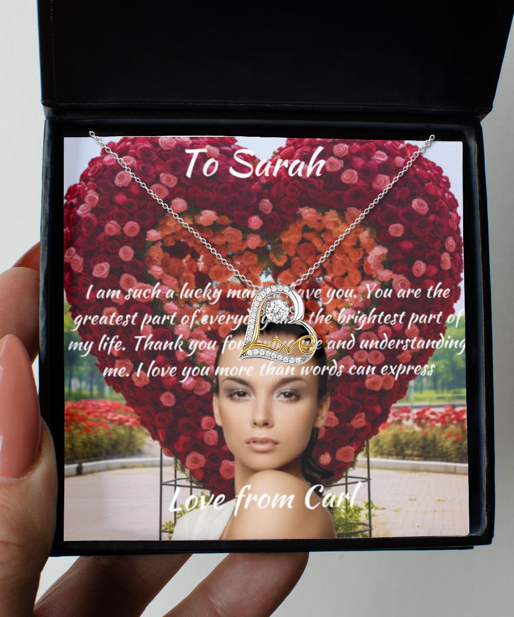 Exclusive Personalised Valentines Day Message Card & Necklace