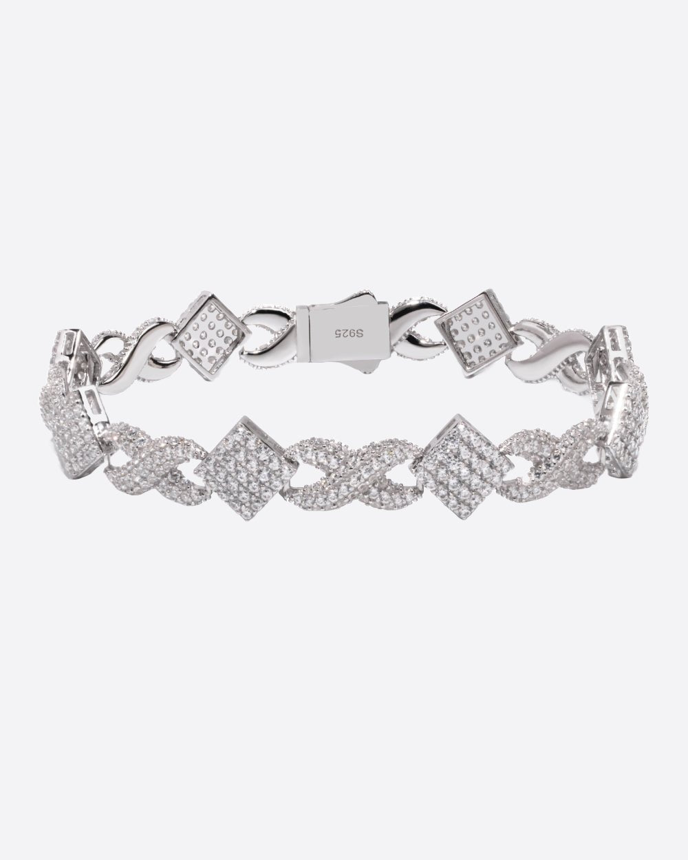 MOISSANITE INFINITY RHOMBUS BRACELET. - WHITE GOLD