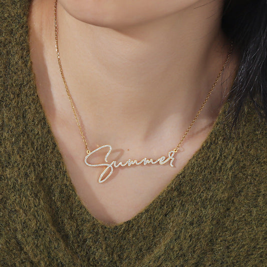 Crystal Signature Font Necklace