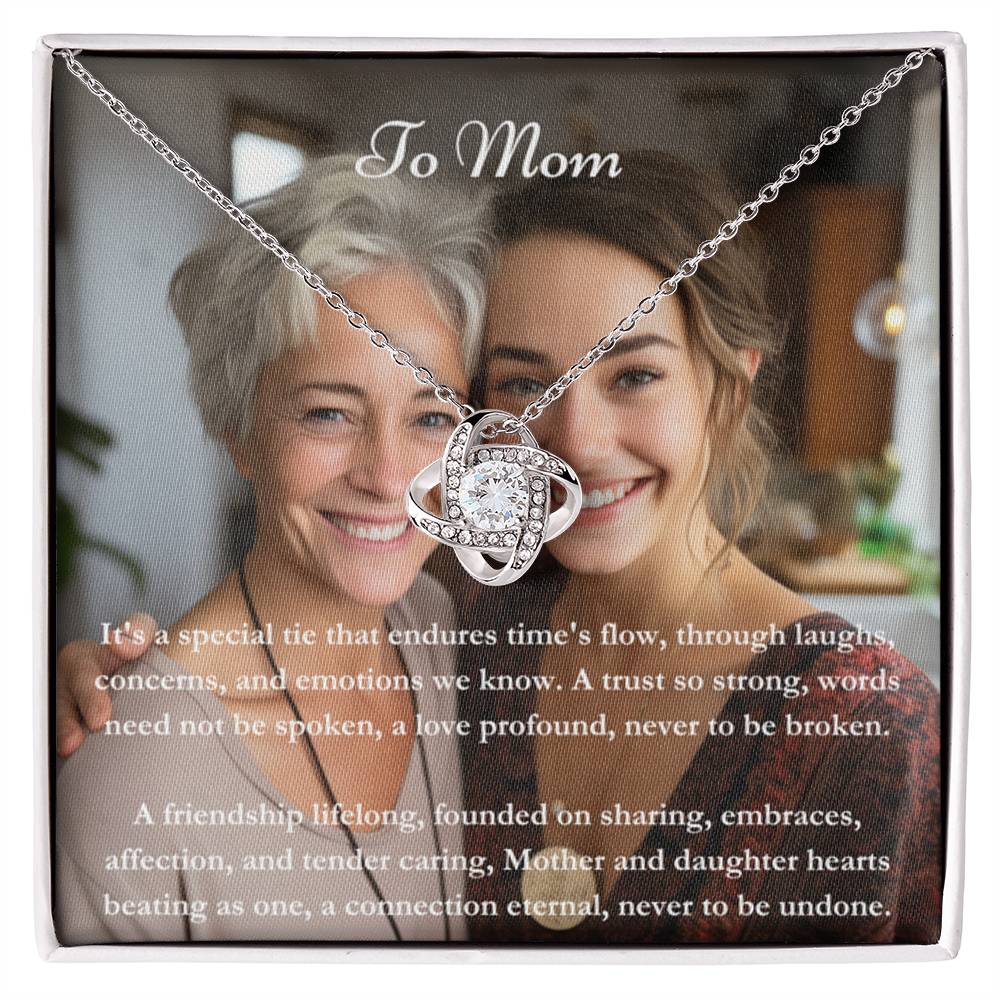 Exclusieve gepersonaliseerde Mom & Daughter Message Card & Knot -ketting