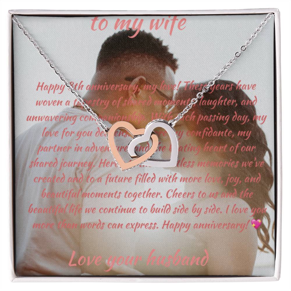 Anniversary Gift | Custom Message Card and Interlocking Hearts Necklace