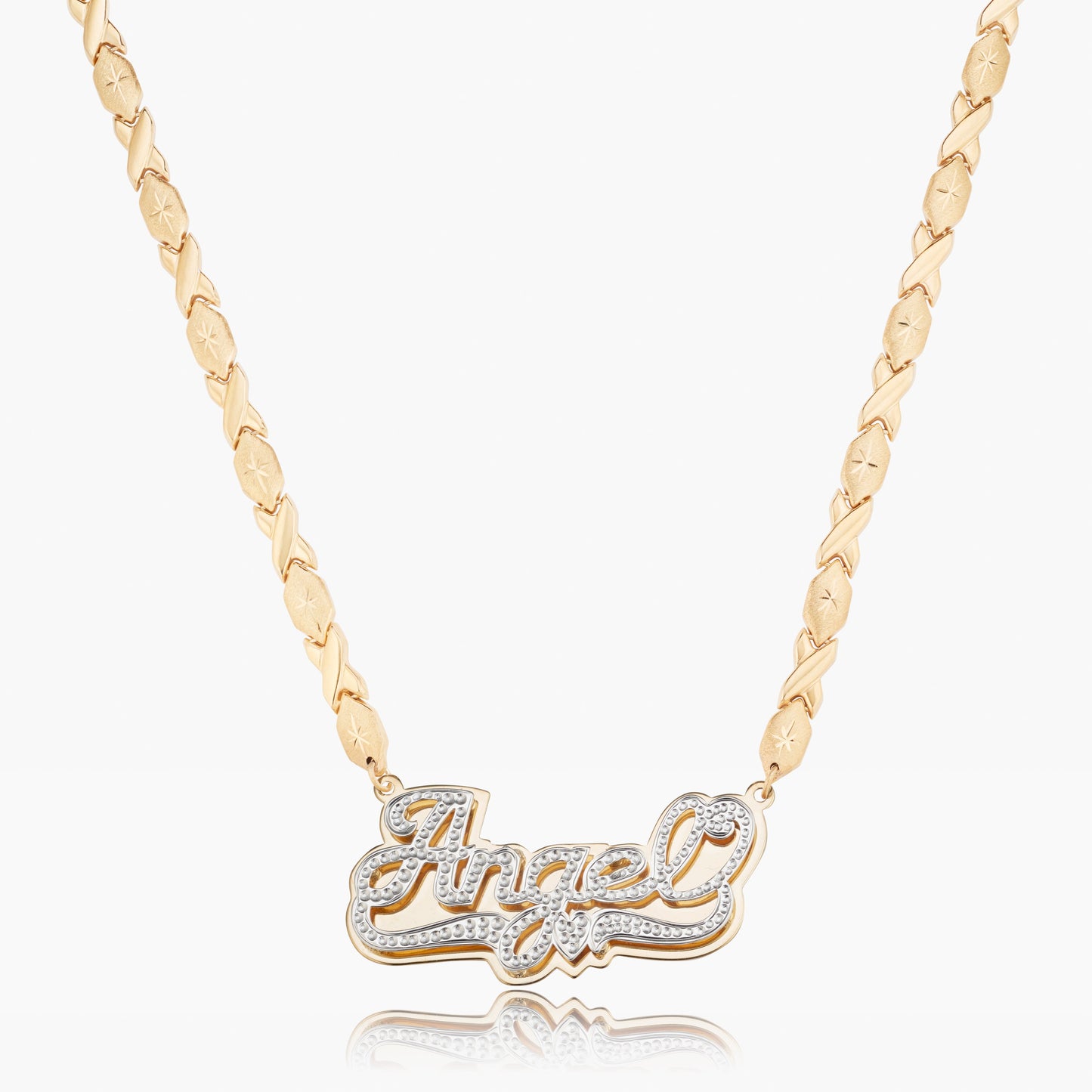 Collier Prénom Double Plaqué Enfant Avec Chaîne Xo