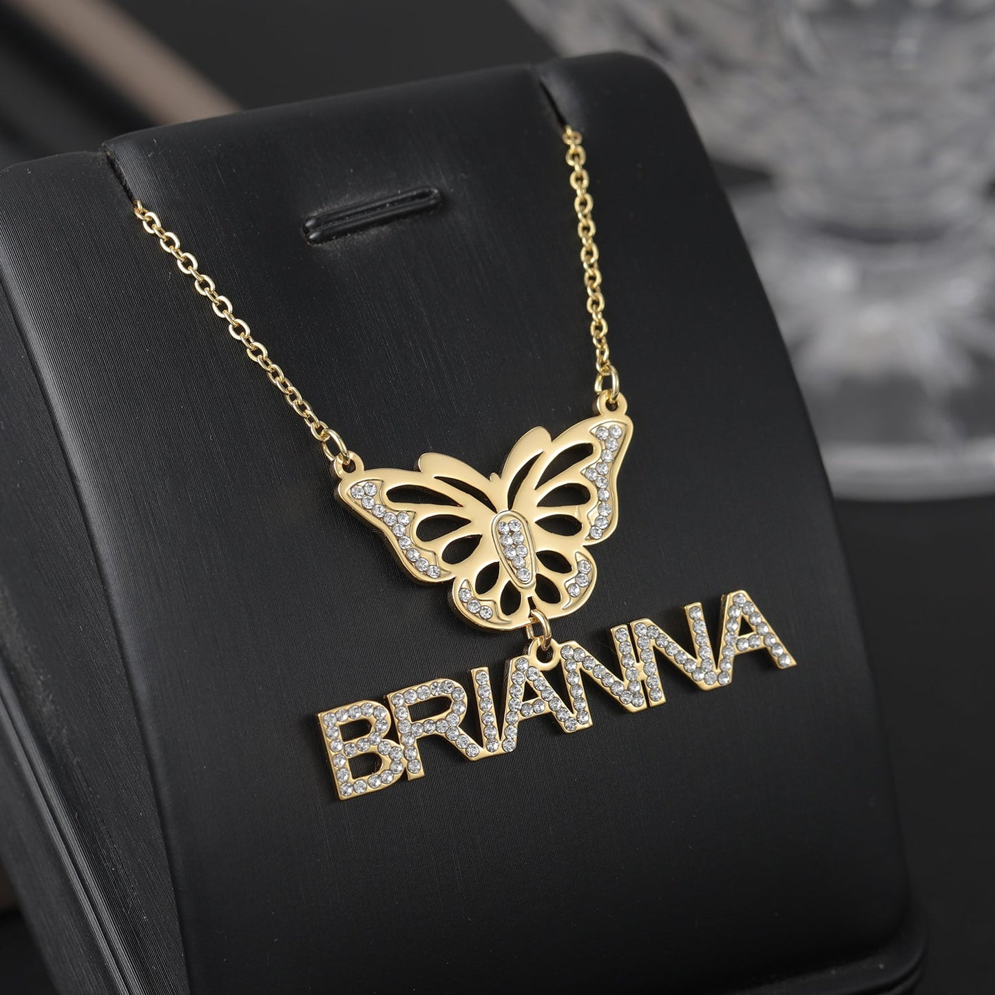 Collier Prénom Papillon Diamant Personnalisé