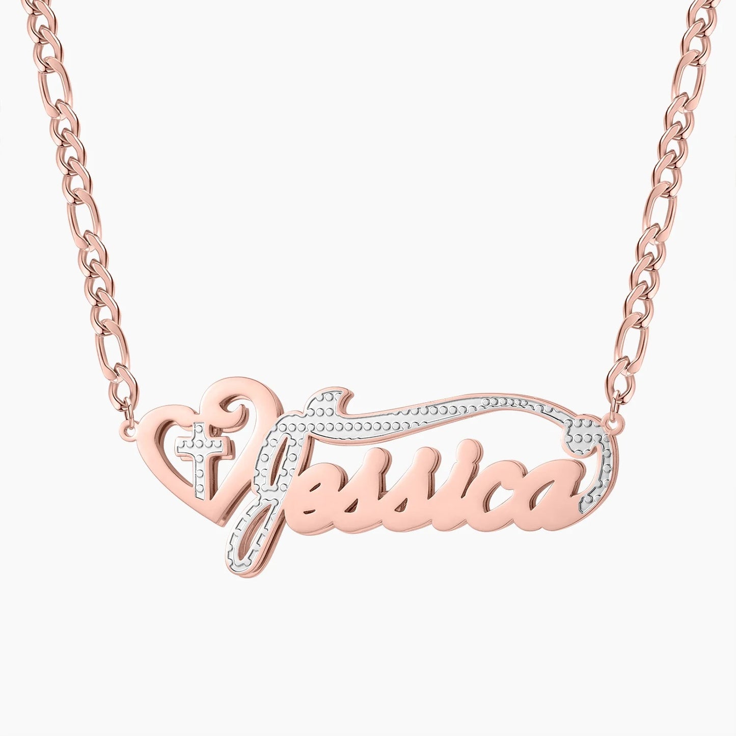 Cross Heart Name Necklace