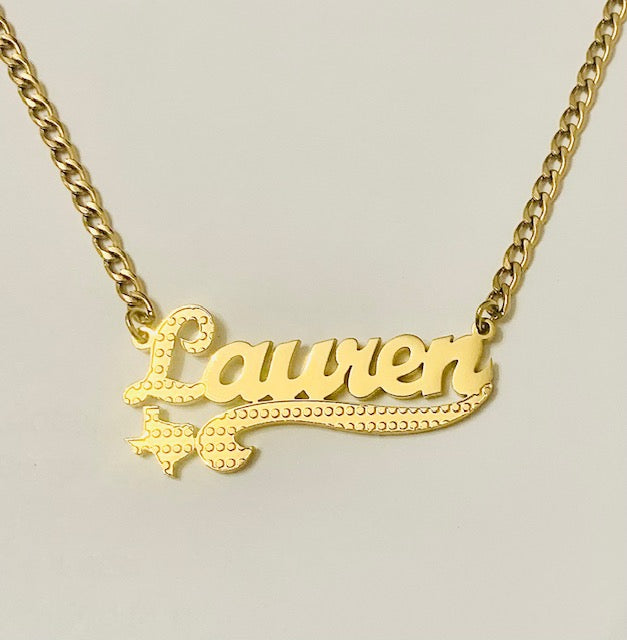 Nieuwe exclusieve Texas Map Name ketting