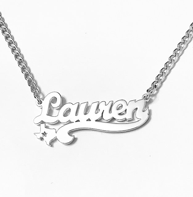 Nieuwe exclusieve Texas Map Name ketting