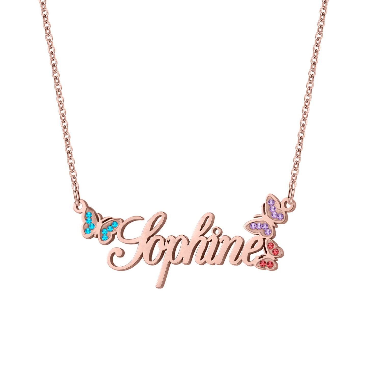 Collier Prénom Papillon Diamant Personnalisé