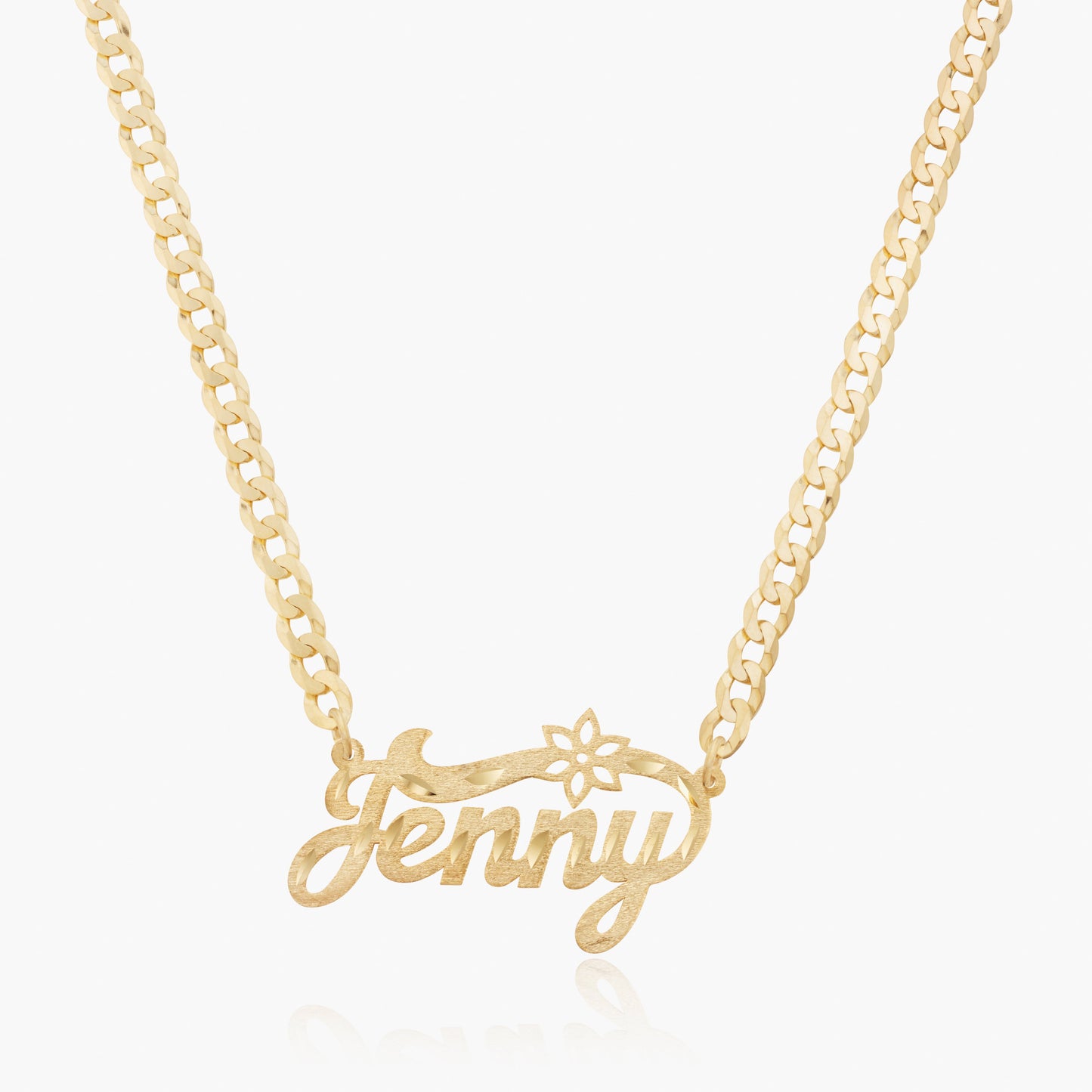 Kid's The Floral Diamond Cut Name ketting