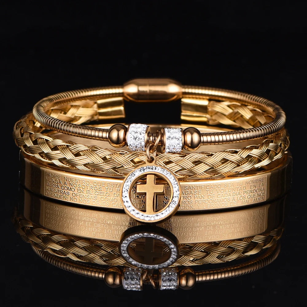 Regal Steel Cross Bracelets for Men