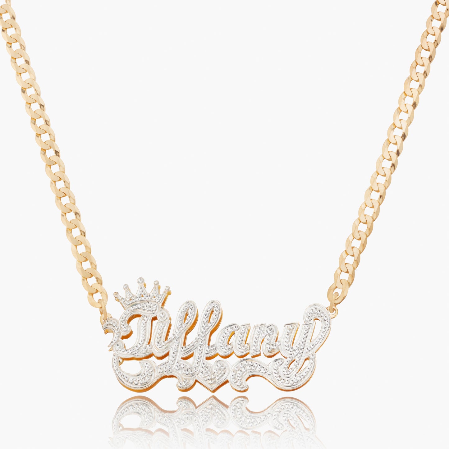 Kid's Dubbel vergulde ijs met ijs prinses Crown naam ketting