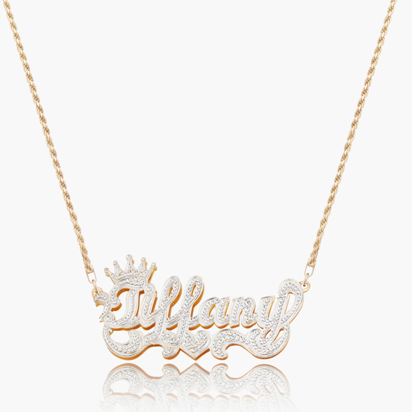 Kid's Dubbel vergulde ijs met ijs prinses Crown naam ketting