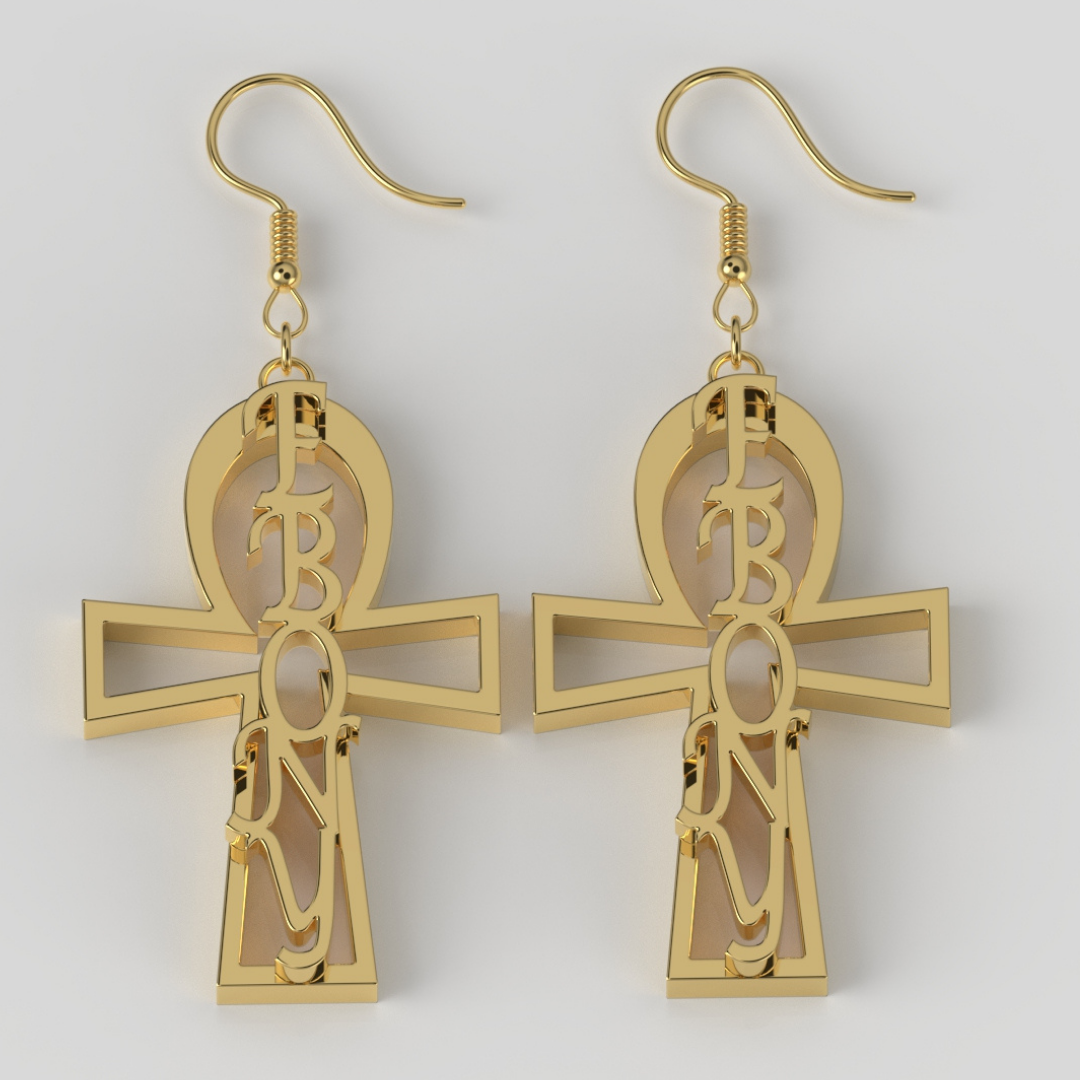 Brincos exclusivos de nomes de ankh personalizados