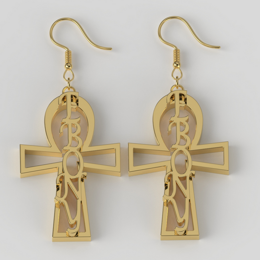 Boucles d'oreilles de nom ankh personnalisé exclusive