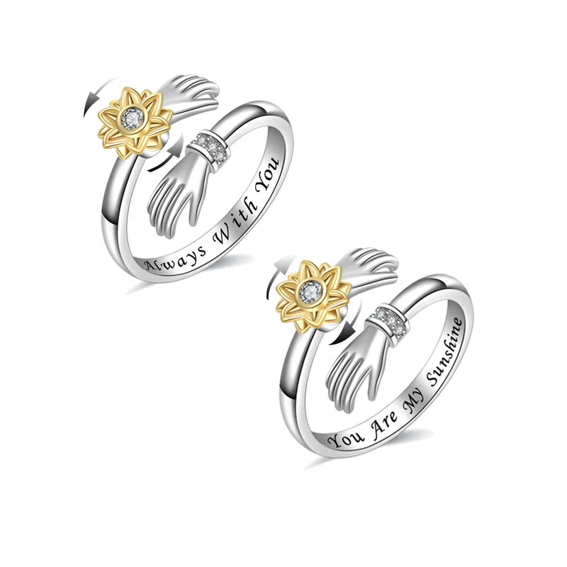 Anillo exclusivo de abrazo de girasol